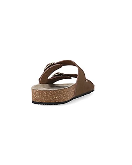 360 degree animation of product Brown suede double strap sandals frame-10