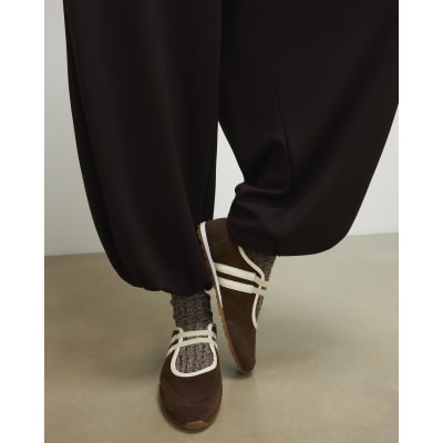 Brown Suede Double Strap Shoes