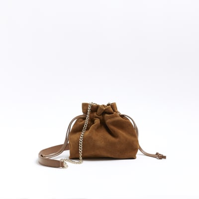 River Island suede cross body bag in brown