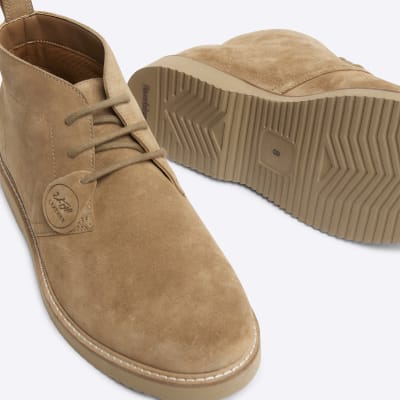 Brown suede lace up chukka boots River Island