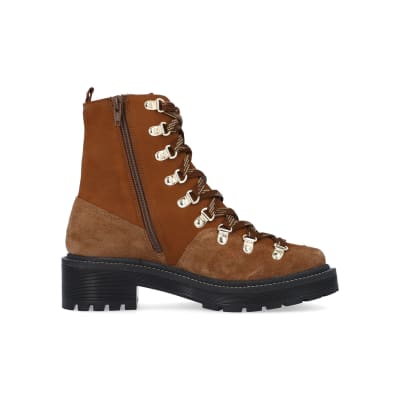 New look lace on sale up flat hiker boot