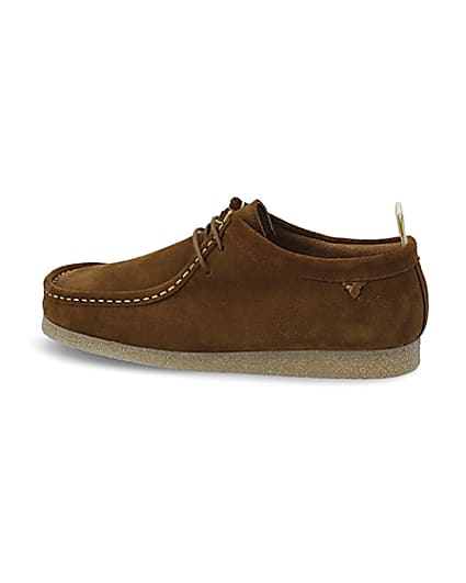 360 degree animation of product Brown suede lace-up moccasin shoe frame-4