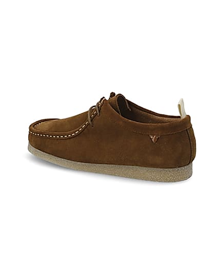 360 degree animation of product Brown suede lace-up moccasin shoe frame-5