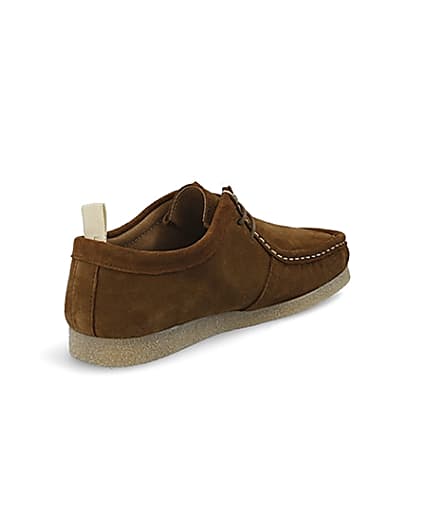 360 degree animation of product Brown suede lace-up moccasin shoe frame-12