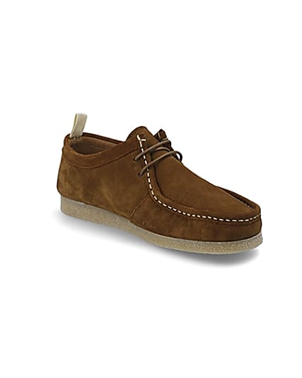 360 degree animation of product Brown suede lace-up moccasin shoe frame-18