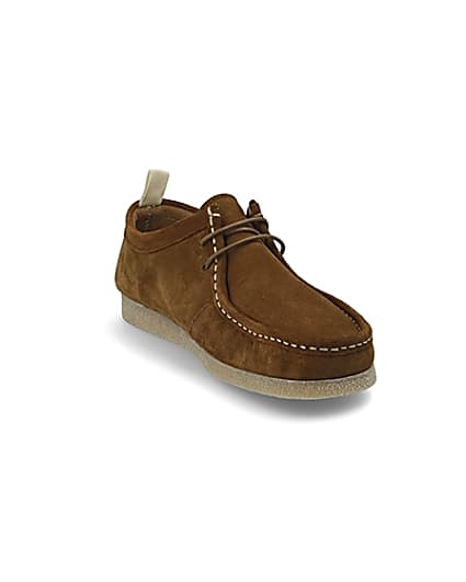 360 degree animation of product Brown suede lace-up moccasin shoe frame-19