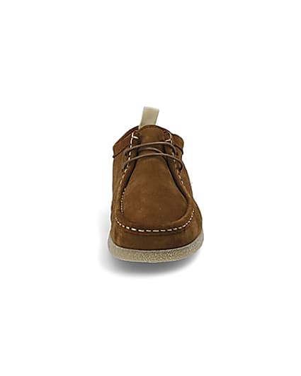 360 degree animation of product Brown suede lace-up moccasin shoe frame-21