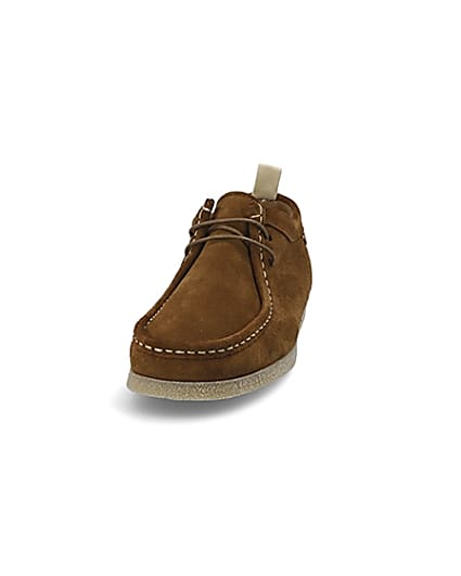 360 degree animation of product Brown suede lace-up moccasin shoe frame-22