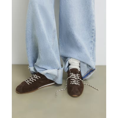 Brown Suede Lace Up Trainers