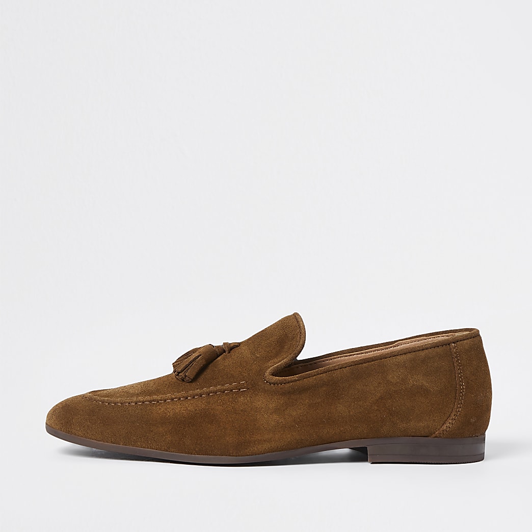Brown suede loafers | River Island