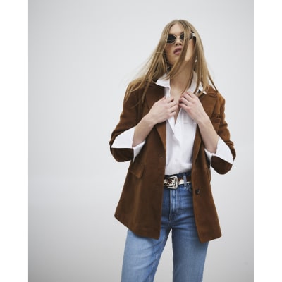 Brown Suede Oversized Blazer