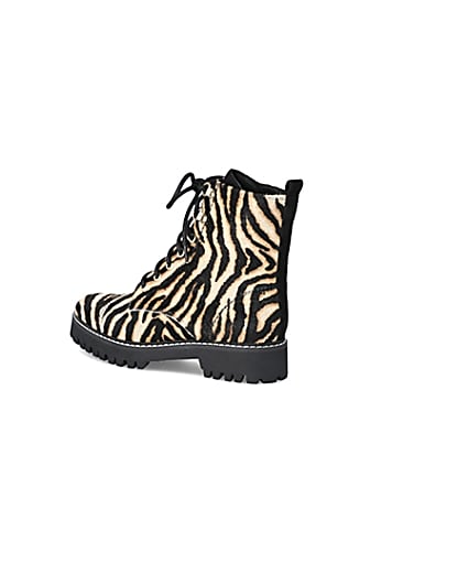 360 degree animation of product Brown suede printed lace-up ankle boots frame-5