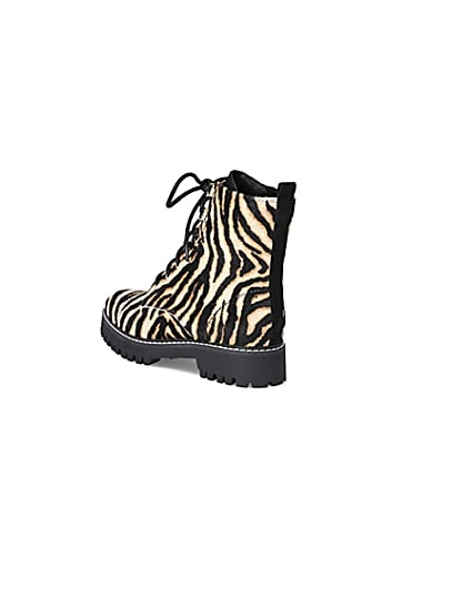 360 degree animation of product Brown suede printed lace-up ankle boots frame-6