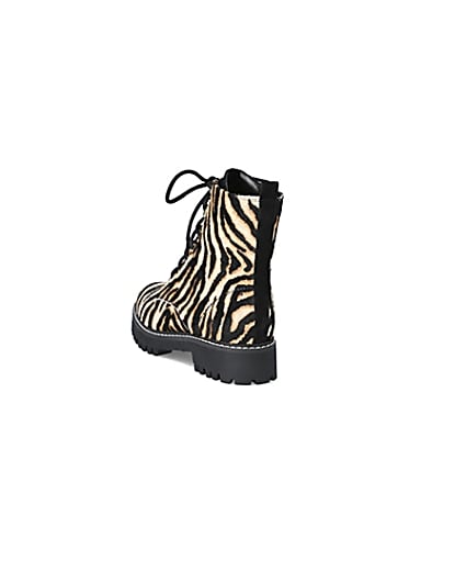 360 degree animation of product Brown suede printed lace-up ankle boots frame-7