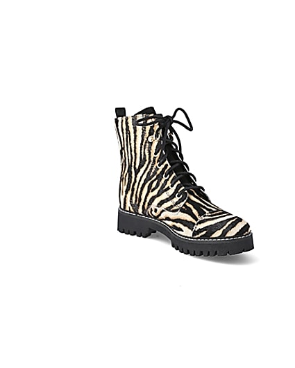 360 degree animation of product Brown suede printed lace-up ankle boots frame-18