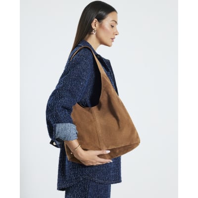Brown Suede Slouch Shopper Bag