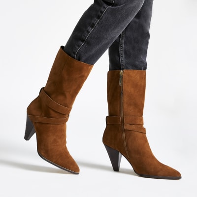 born joly tall suede double buckle strap boots