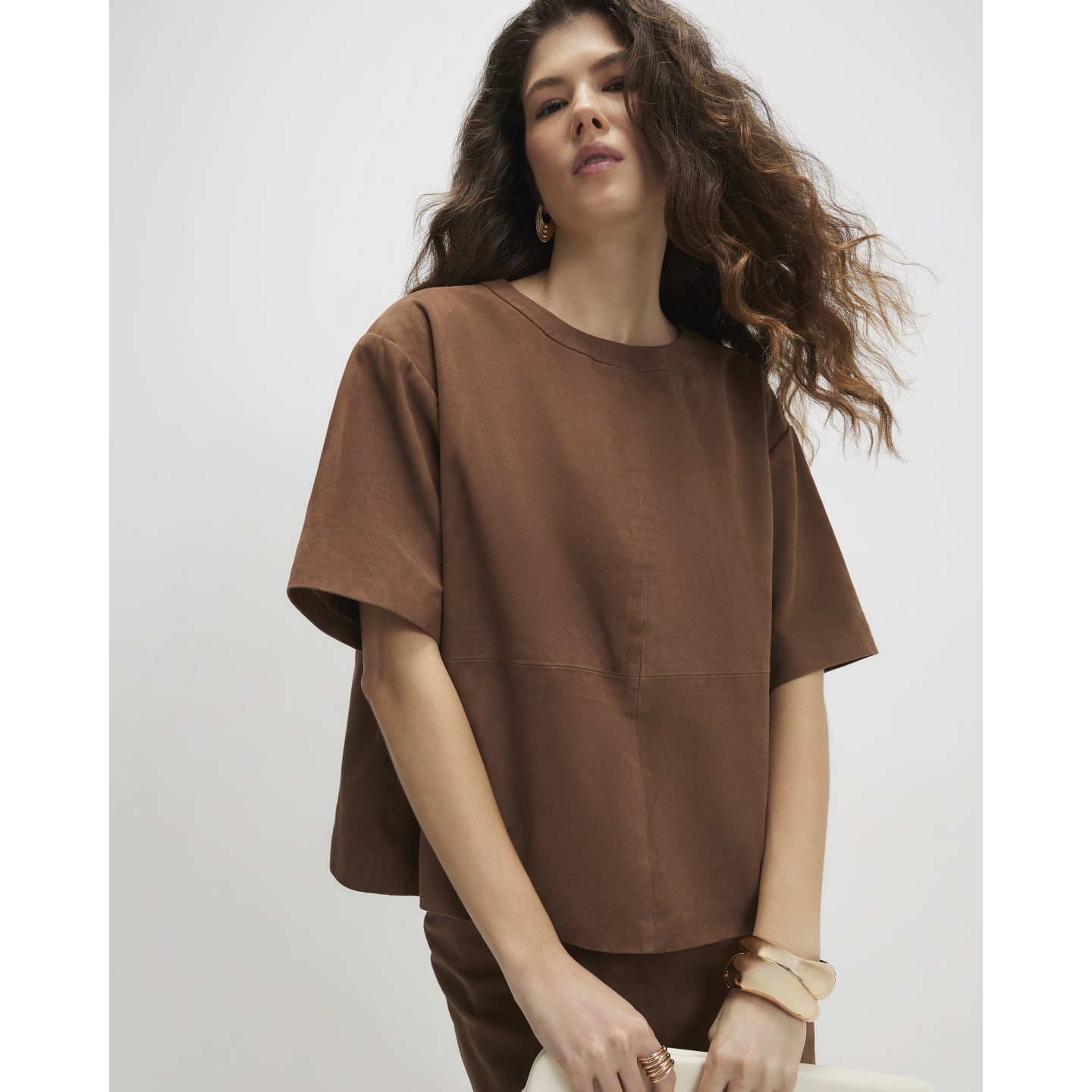 River Island Brown Suede T-Shirt — photo 1 of 1