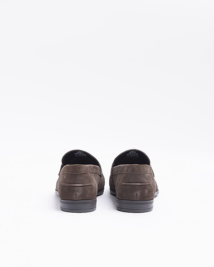Brown suede tassel detail loafers