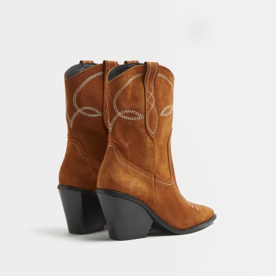 ladies brown suede cowboy boots