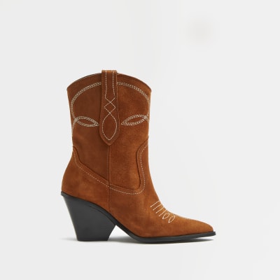 ladies brown suede cowboy boots