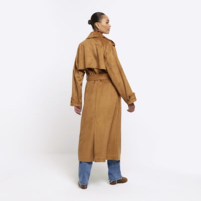 River island suede trench on sale coat