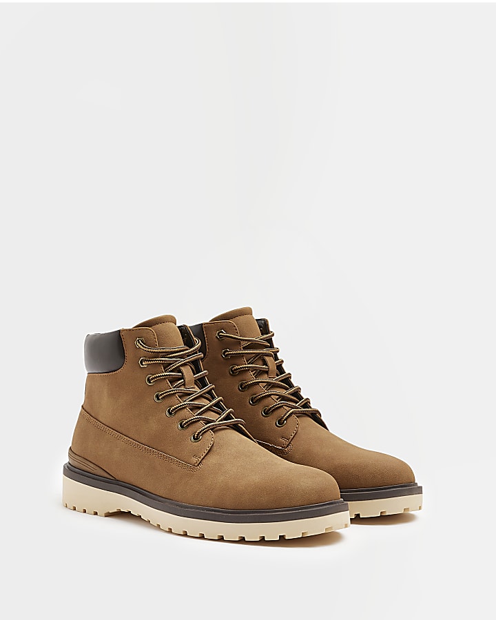 Brown Suedette Lace Up winter Boots