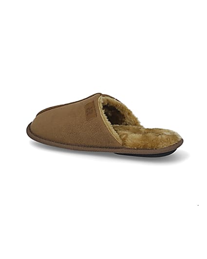 360 degree animation of product Brown suedette mule slippers frame-5