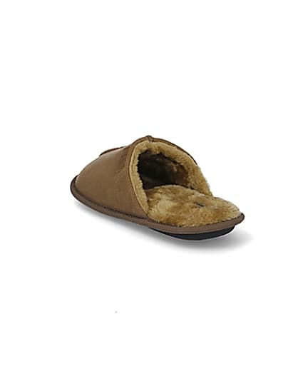 360 degree animation of product Brown suedette mule slippers frame-7