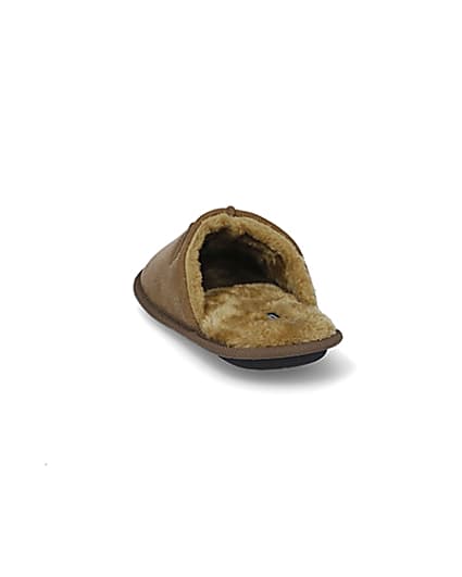 360 degree animation of product Brown suedette mule slippers frame-8