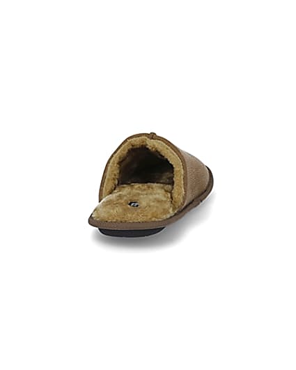 360 degree animation of product Brown suedette mule slippers frame-10