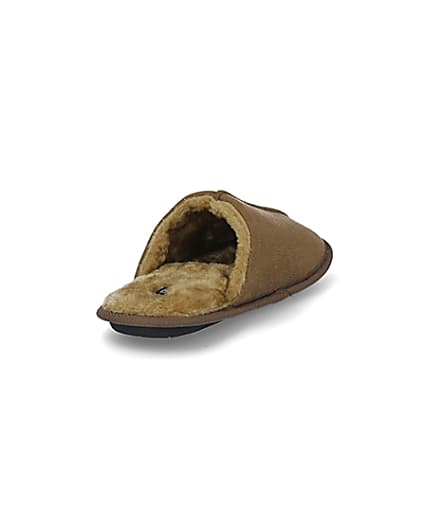 360 degree animation of product Brown suedette mule slippers frame-11