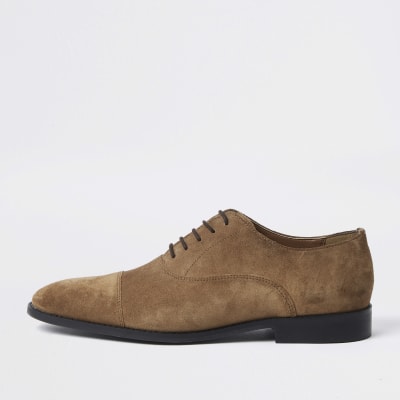 Brown suedette Oxford shoes | River Island