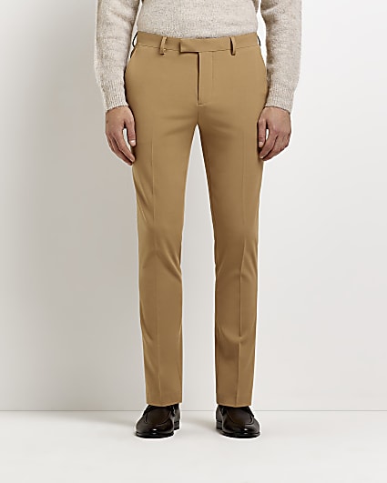 Brown Super Skinny fit suit trousers