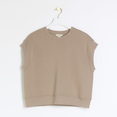 Brown sweatshirt tank top River Island