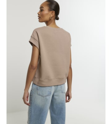 Brown sweatshirt tank top River Island
