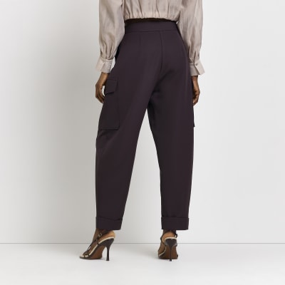 Brown tapered cargo trousers River Island
