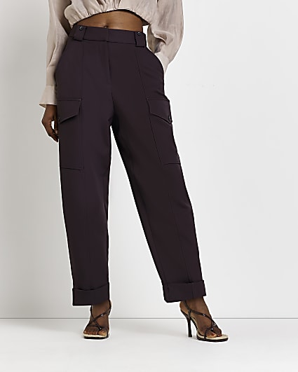 Brown tapered cargo trousers