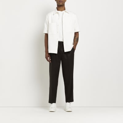 Brown Tapered fit Twill Trousers