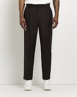 Brown Tapered fit Twill Trousers