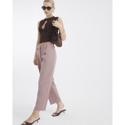 Brown Tapered Straight Leg Trousers