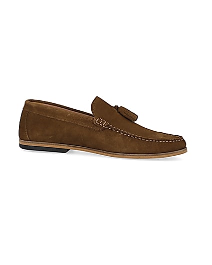 360 degree animation of product Brown tassel suede loafers frame-16