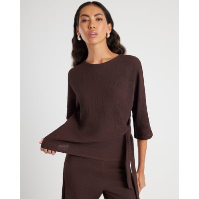 Brown Textured Tie T-shirt