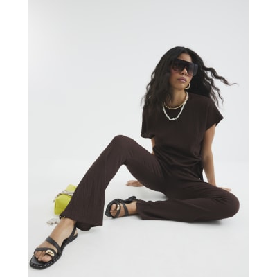 Brown Textured Trousers