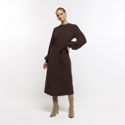 Brown sweatshirt dress online