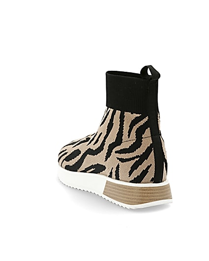 360 degree animation of product Brown tiger print hi top runner trainers frame-7