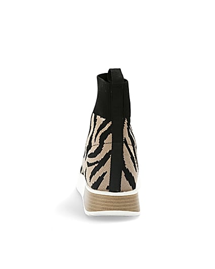 360 degree animation of product Brown tiger print hi top runner trainers frame-9