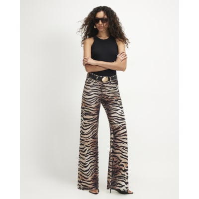 Tiger Print Relaxed Straight Leg Jeans