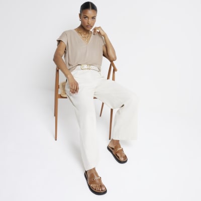 Brown toe thong sandals River Island