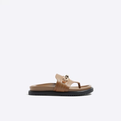 Brown toe thong sandals River Island